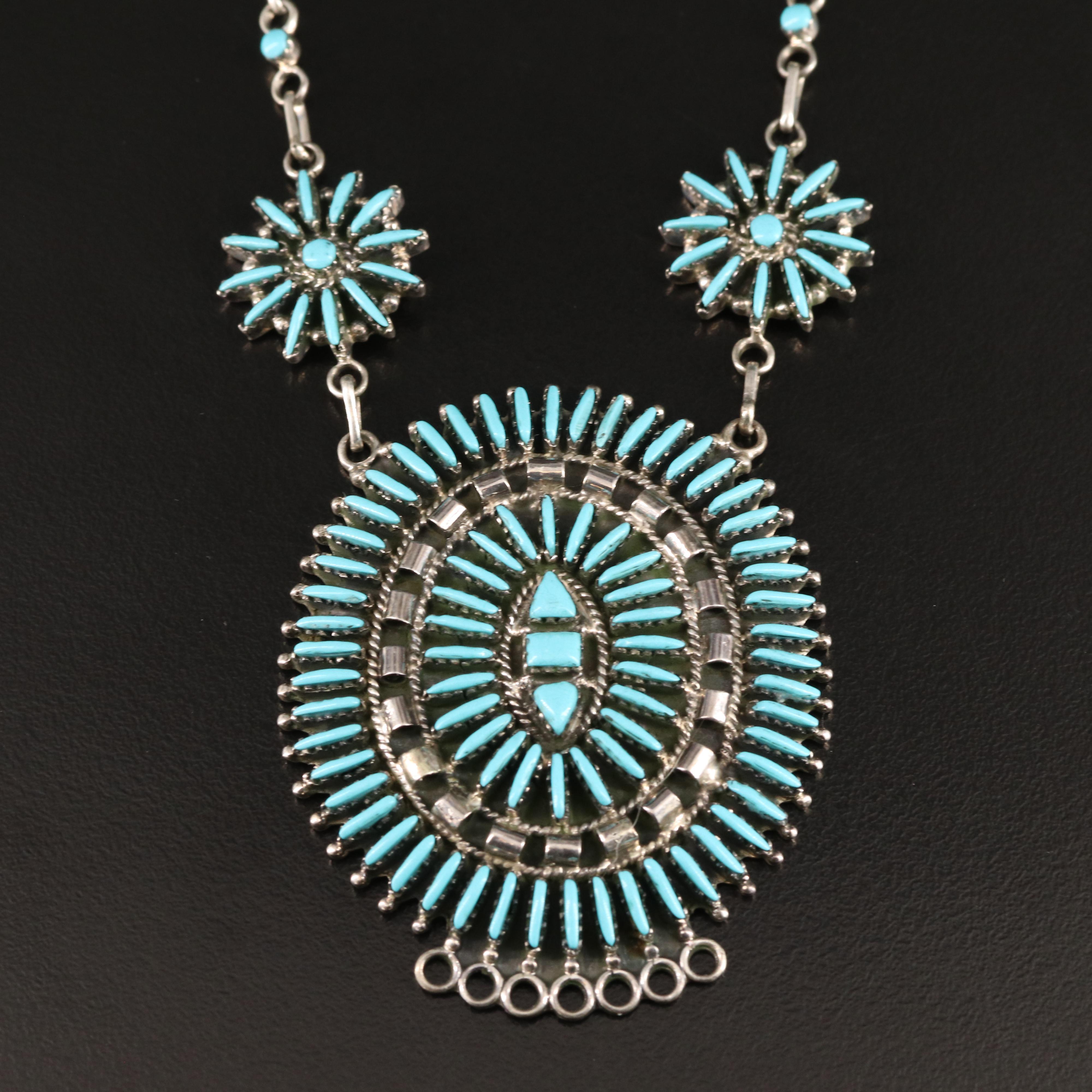 Southwestern Sterling Needlepoint Necklaces Including Turquoise EBTH