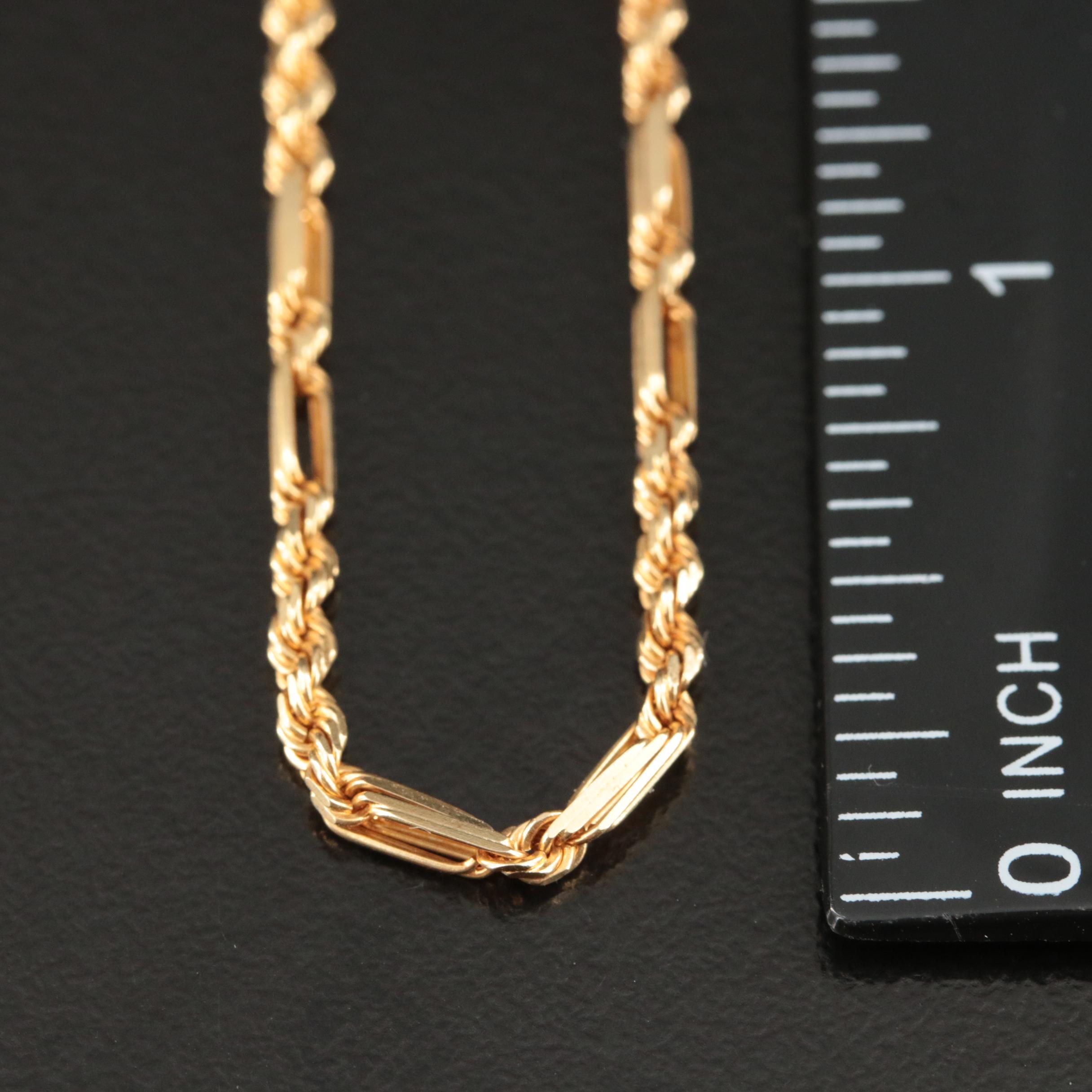 14K Fancy Rope Chain Necklace EBTH