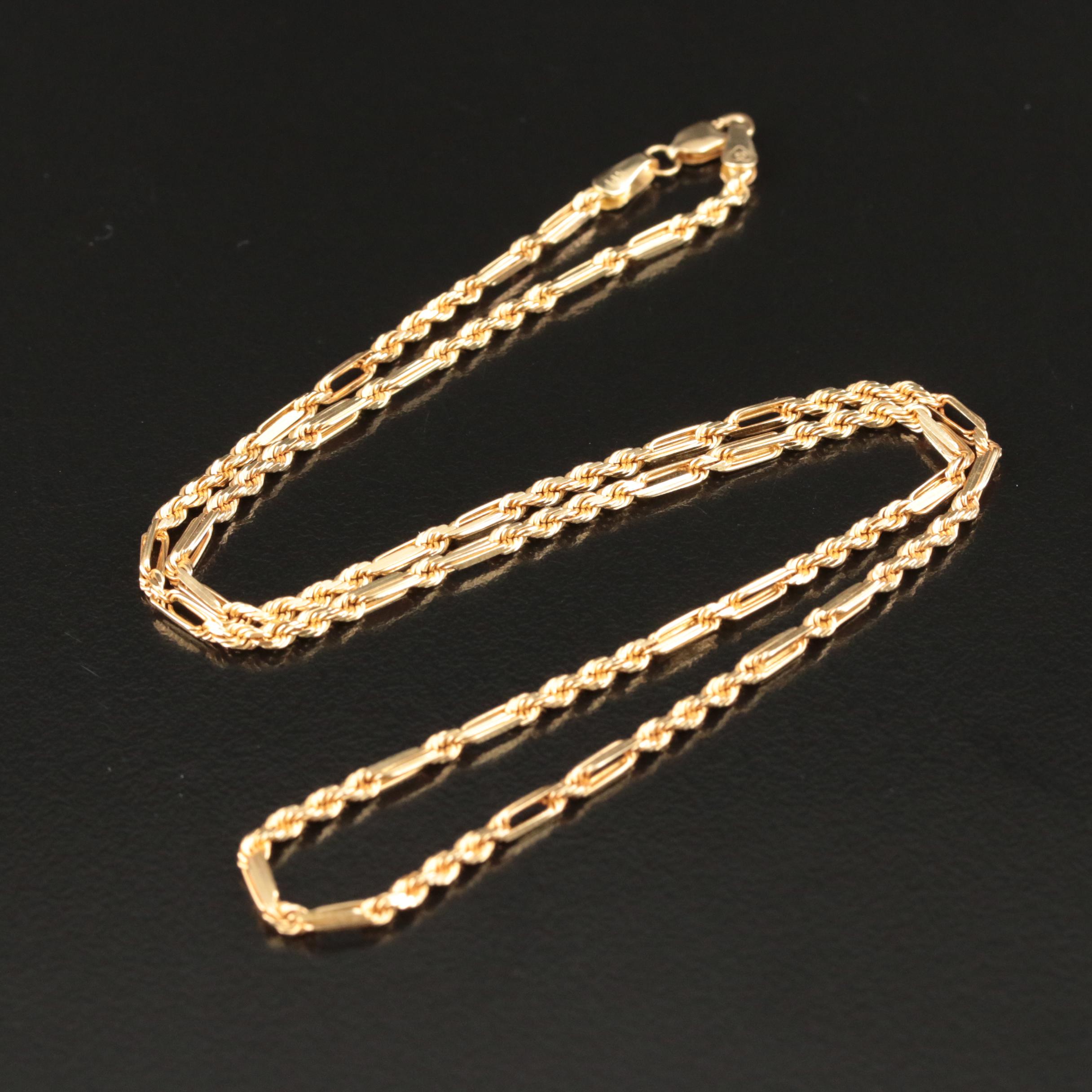 14K Fancy Rope Chain Necklace EBTH