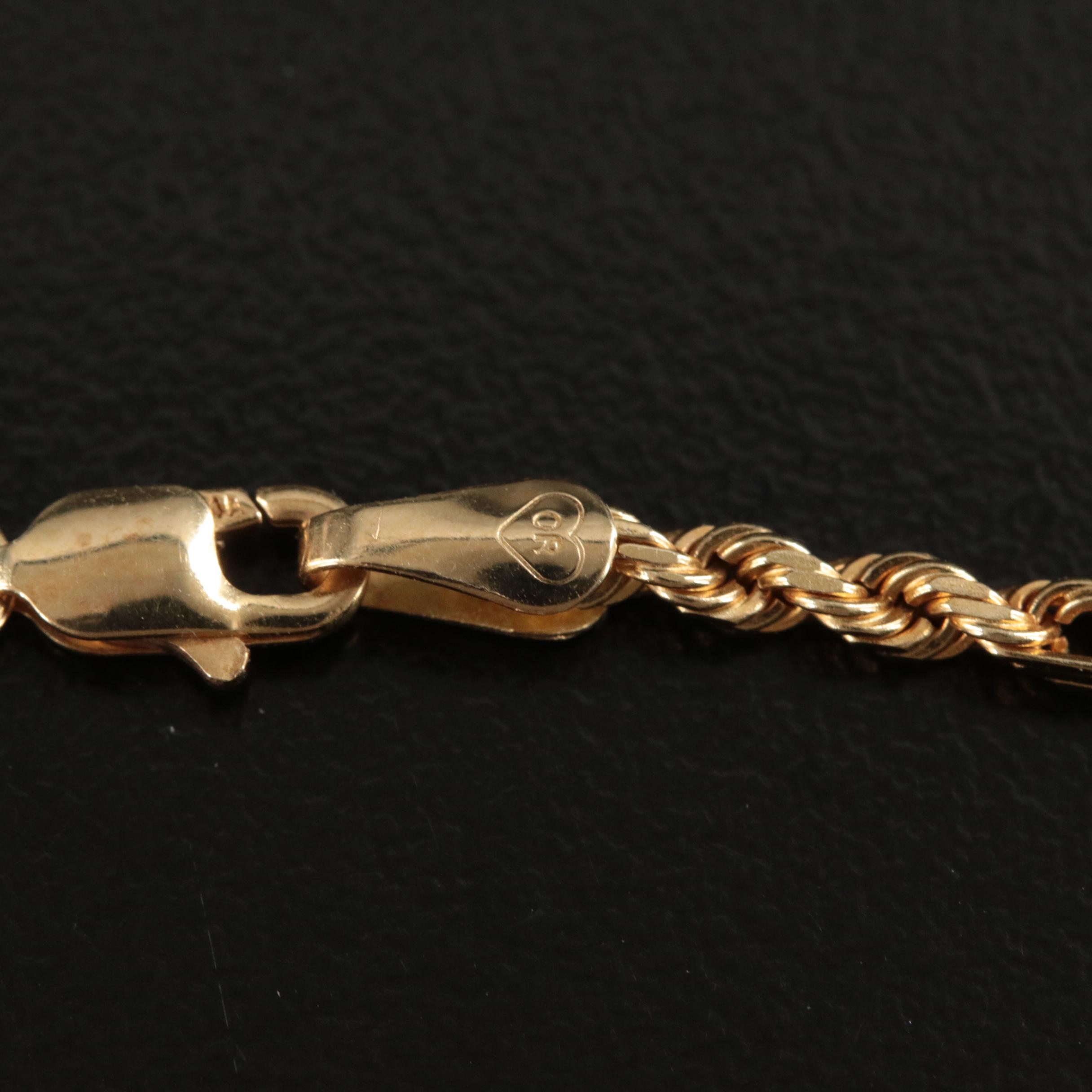 14K Fancy Rope Chain Necklace EBTH
