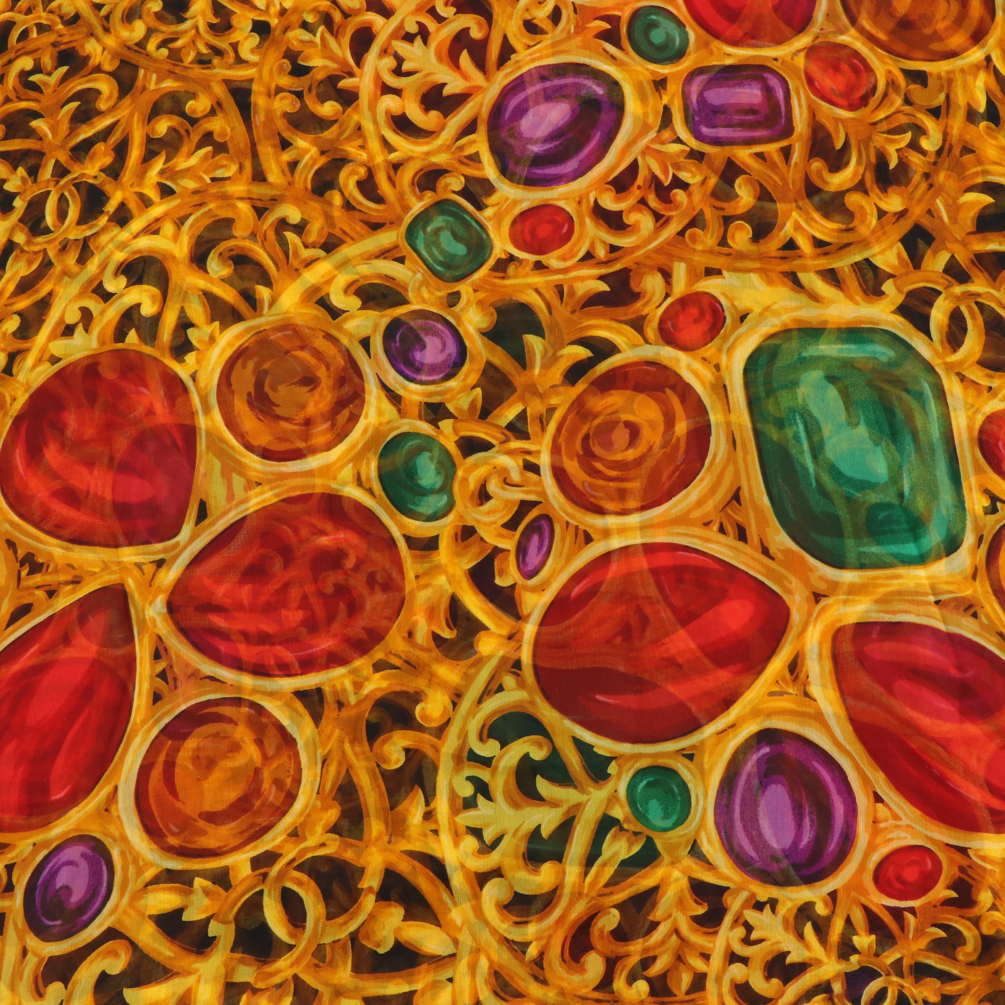 Chanel Multicolor Jewel Print Large Square Scarf in Silk Chiffon EBTH