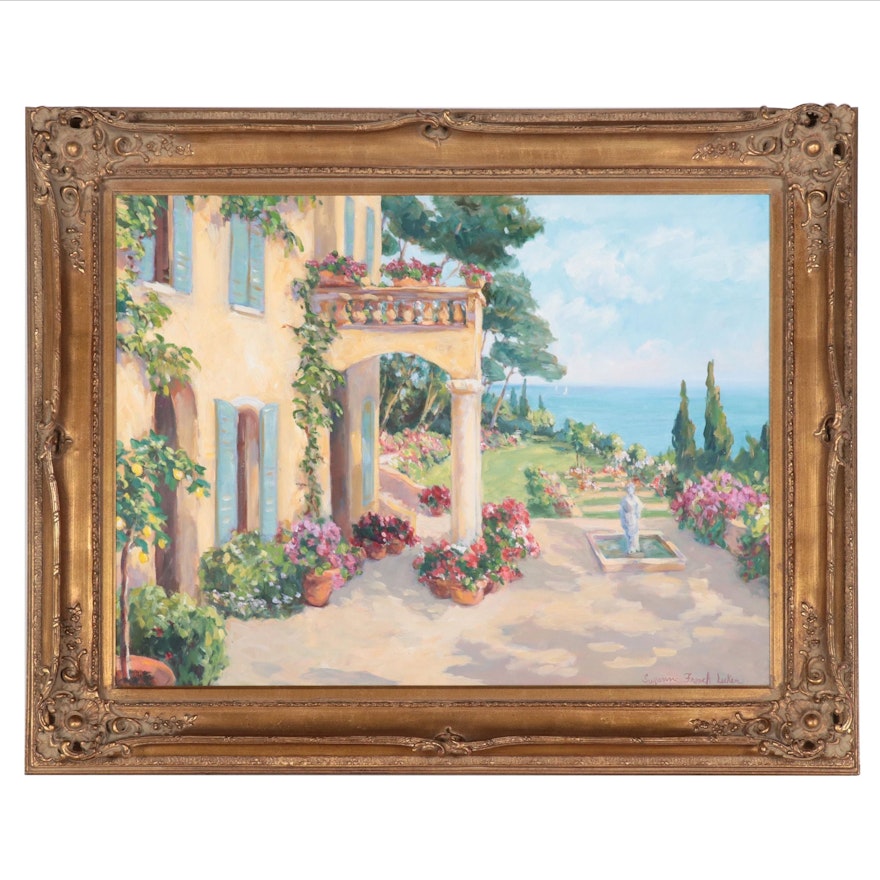 Suzanne French Luker Oil Painting of Garden Scene