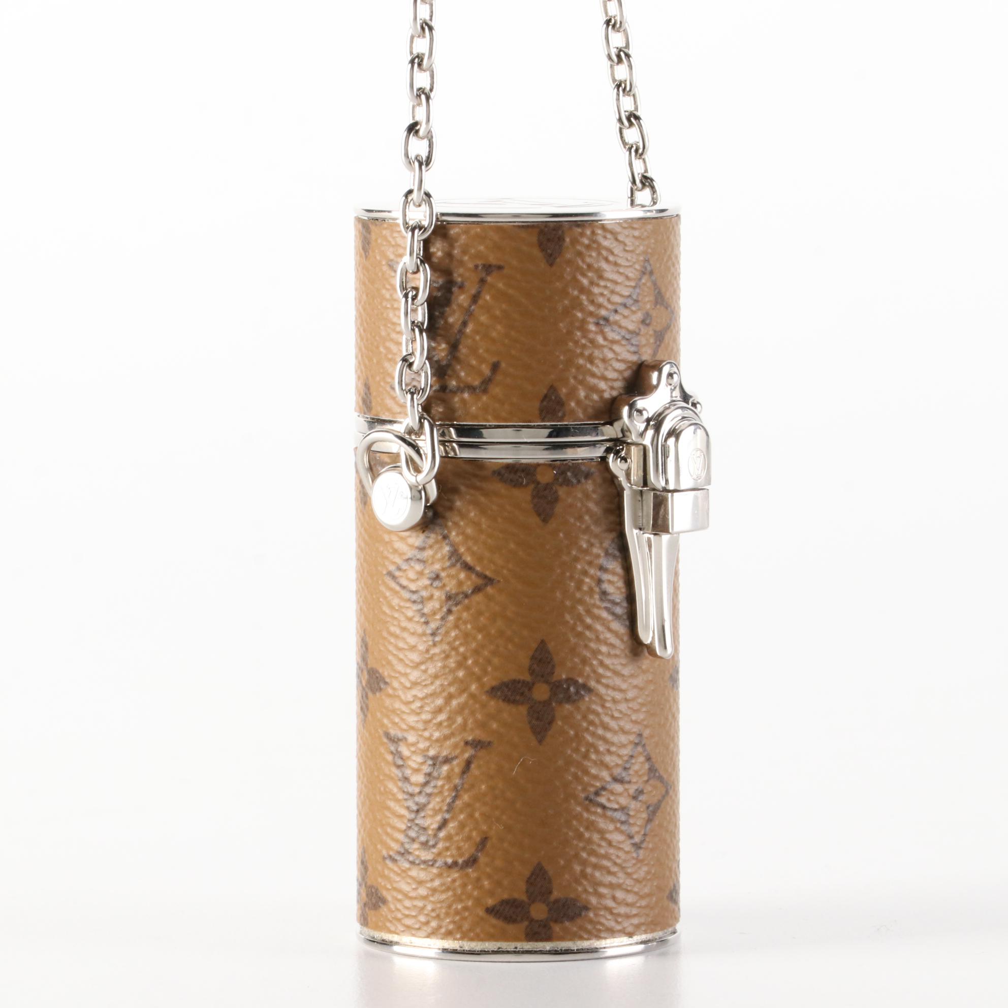 Louis Vuitton Lipstick Case on Chain in Reverse Monogram Canvas EBTH