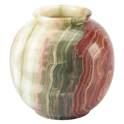 Polished Banded Calcite Stone Vase