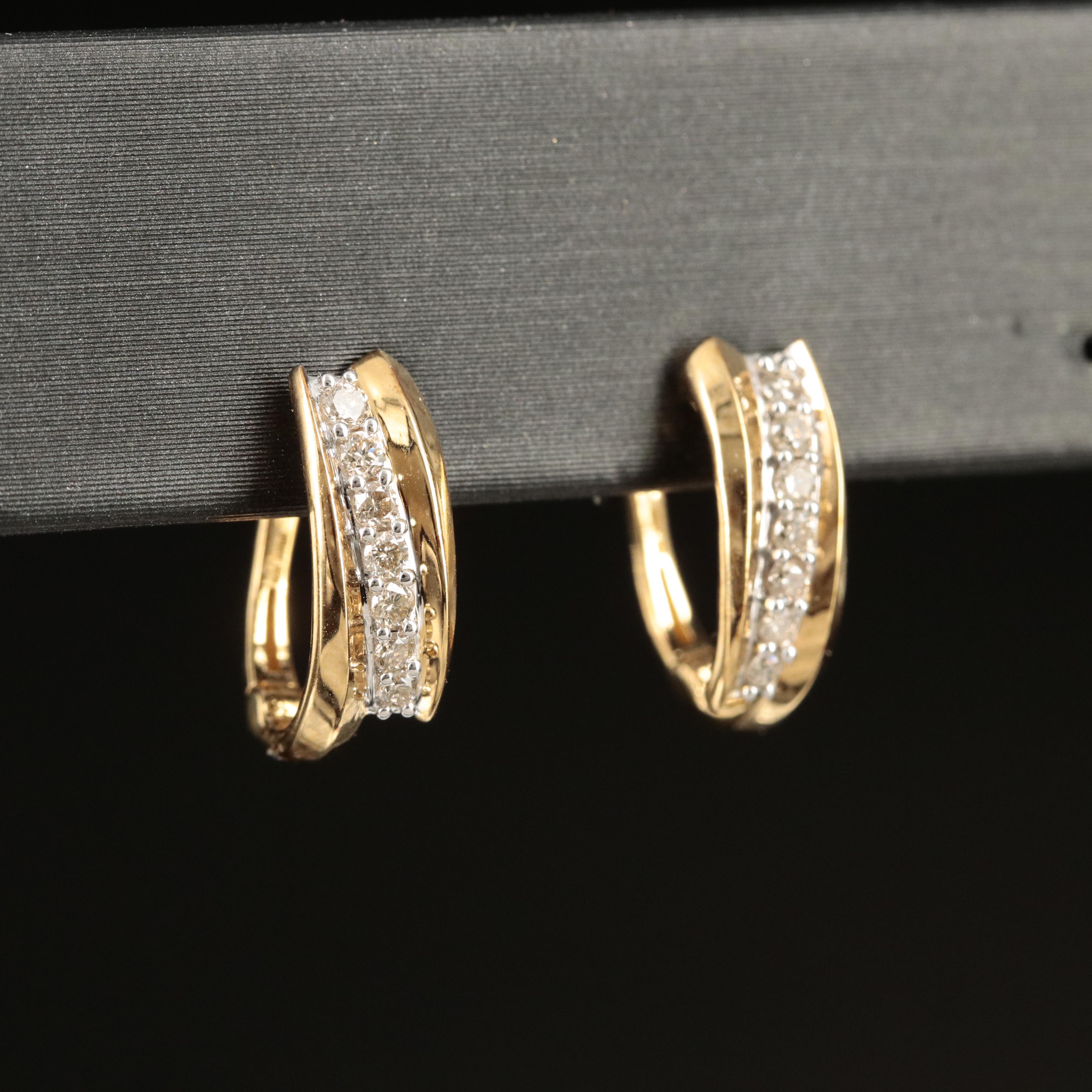 Sterling Diamond J Hoop Earrings EBTH