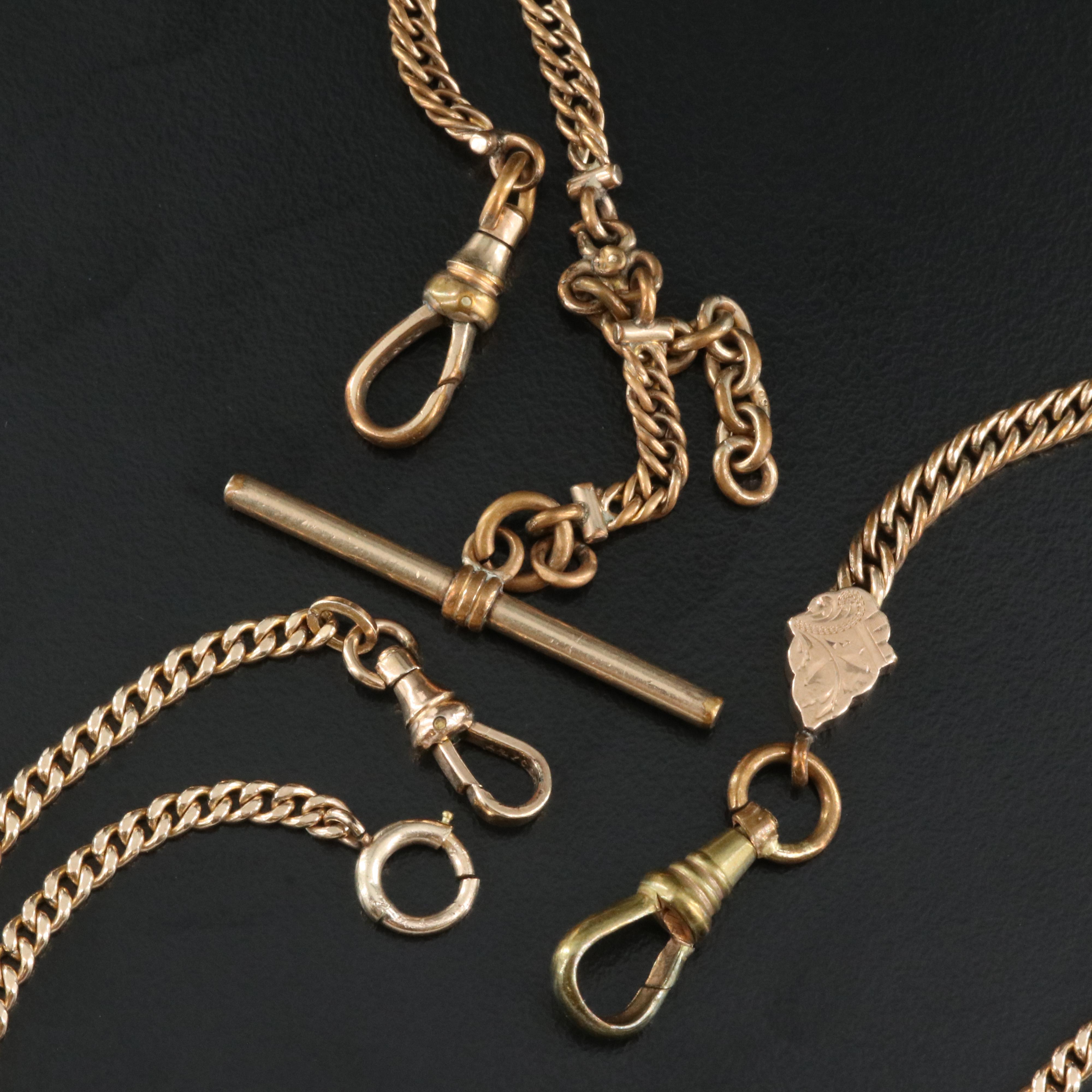 Antique Watch Chains Including RF Simmons Co, Sweetheart and Victorian