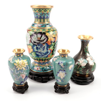 Chinese Cloisonne Vases with Stands