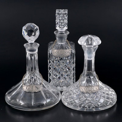 Crystal Decanters with Pewter Liquor Tags