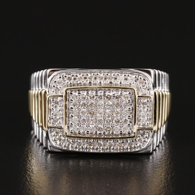 Sterling Diamond Block Ring