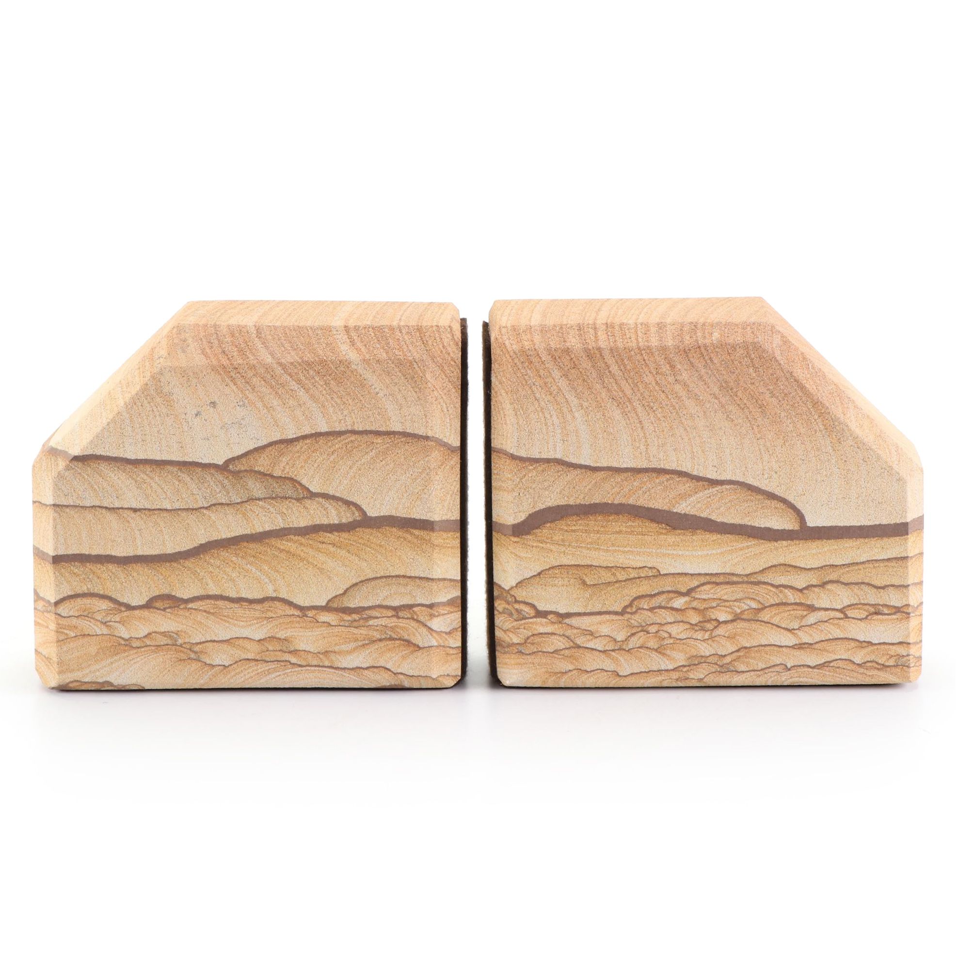 Natural Sandstone Carved Bookends EBTH