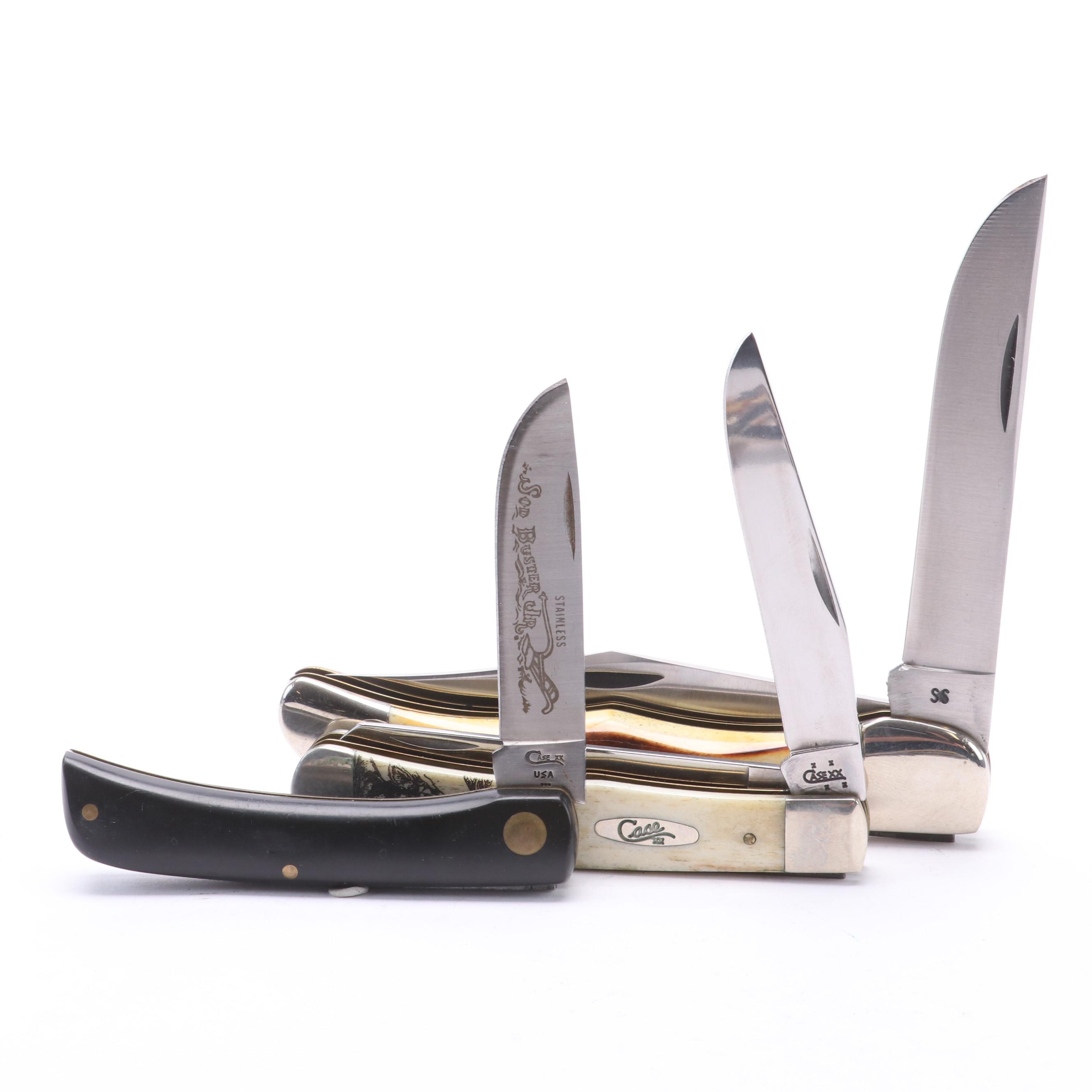 Collection of Ten Case® Folding Knives Including Blue Scroll Hunter EBTH