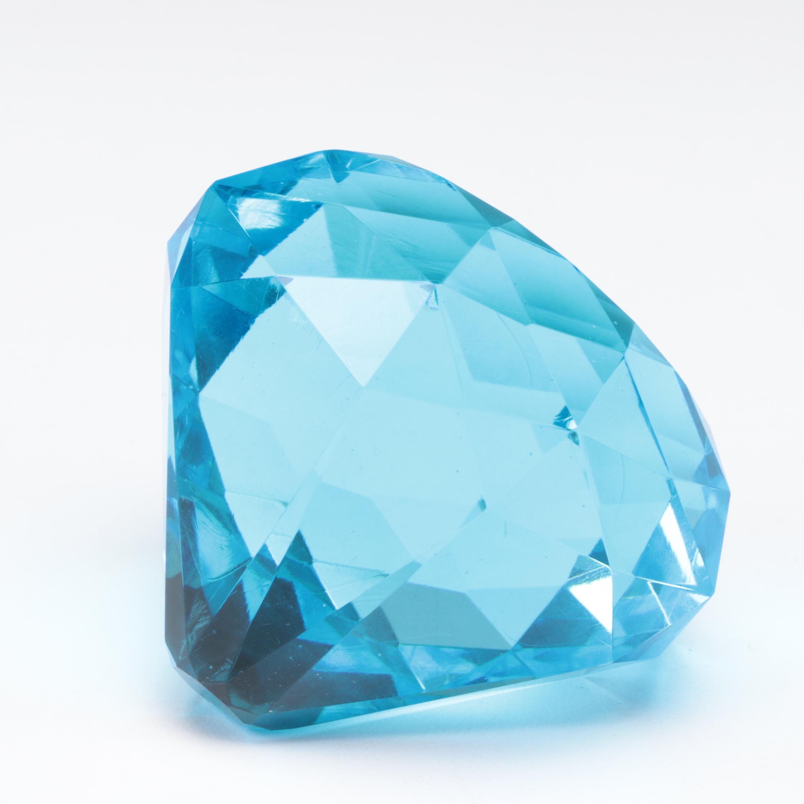 Blue Glass Crystal Paperweight EBTH