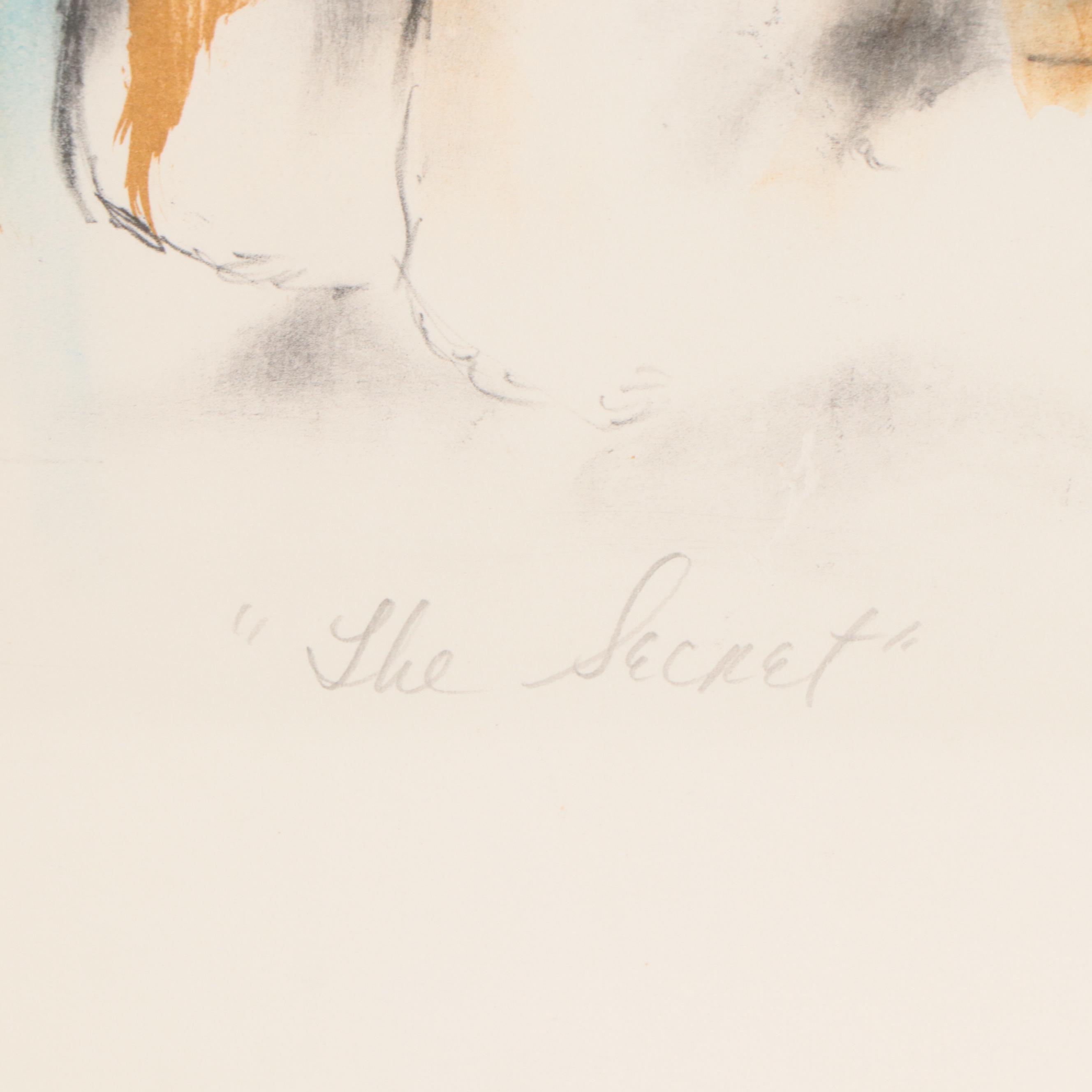 Hyacinthe Kuller Baron Lithograph "The Secret," Circa 1973 EBTH