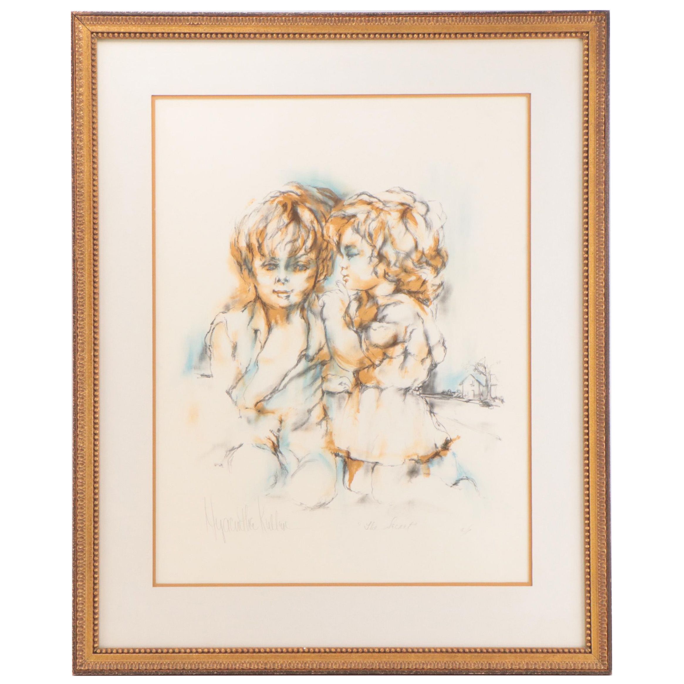 Hyacinthe Kuller Baron Lithograph "The Secret," Circa 1973 EBTH