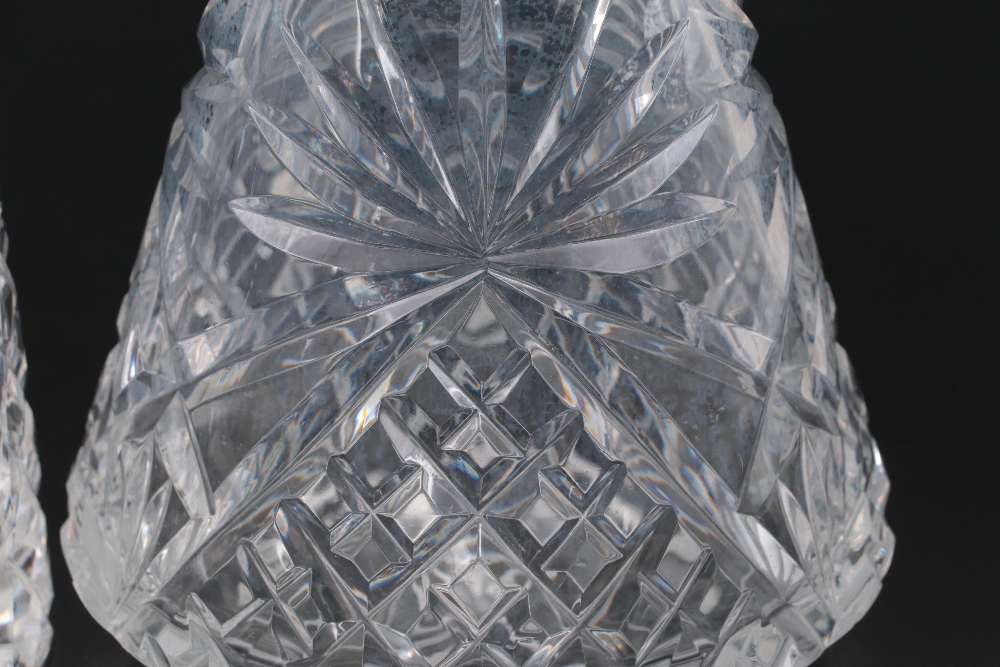 Cut Glass Decanters with Stieff Pewter Historic Newport Decanter Labels