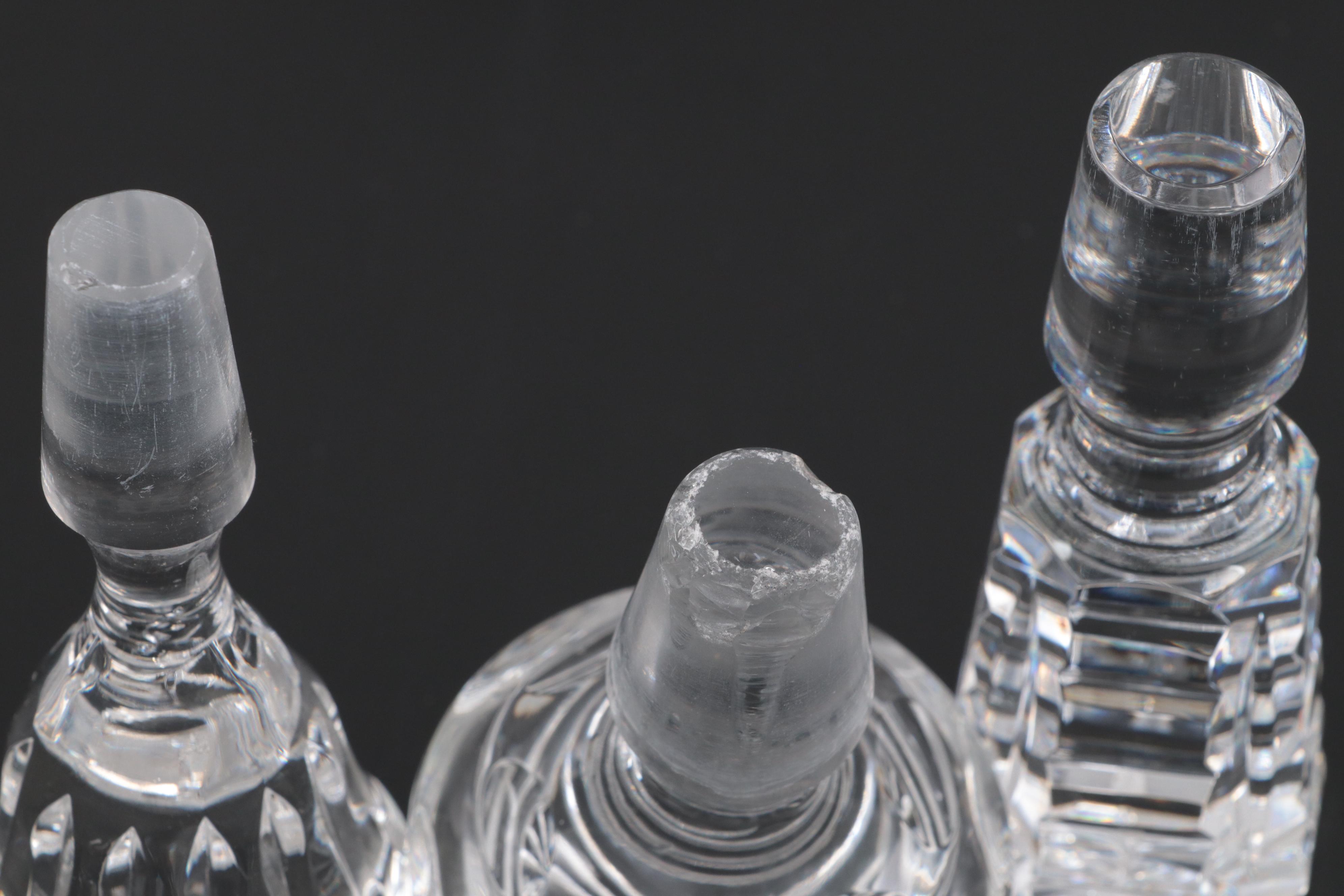 Cut Glass Decanters with Stieff Pewter Historic Newport Decanter Labels