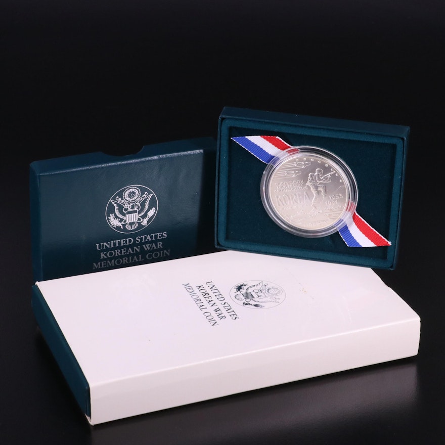 1991 Uncirculated and Proof Commemorative Korean War Memorial Silver Dollars