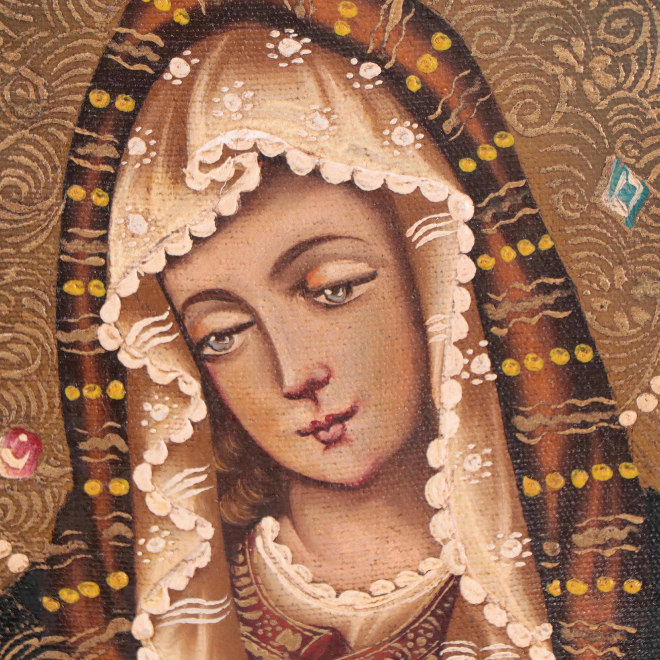 Ernesto Zuñiga Cuzco Style Painting "The Virgen," circa 1981 EBTH