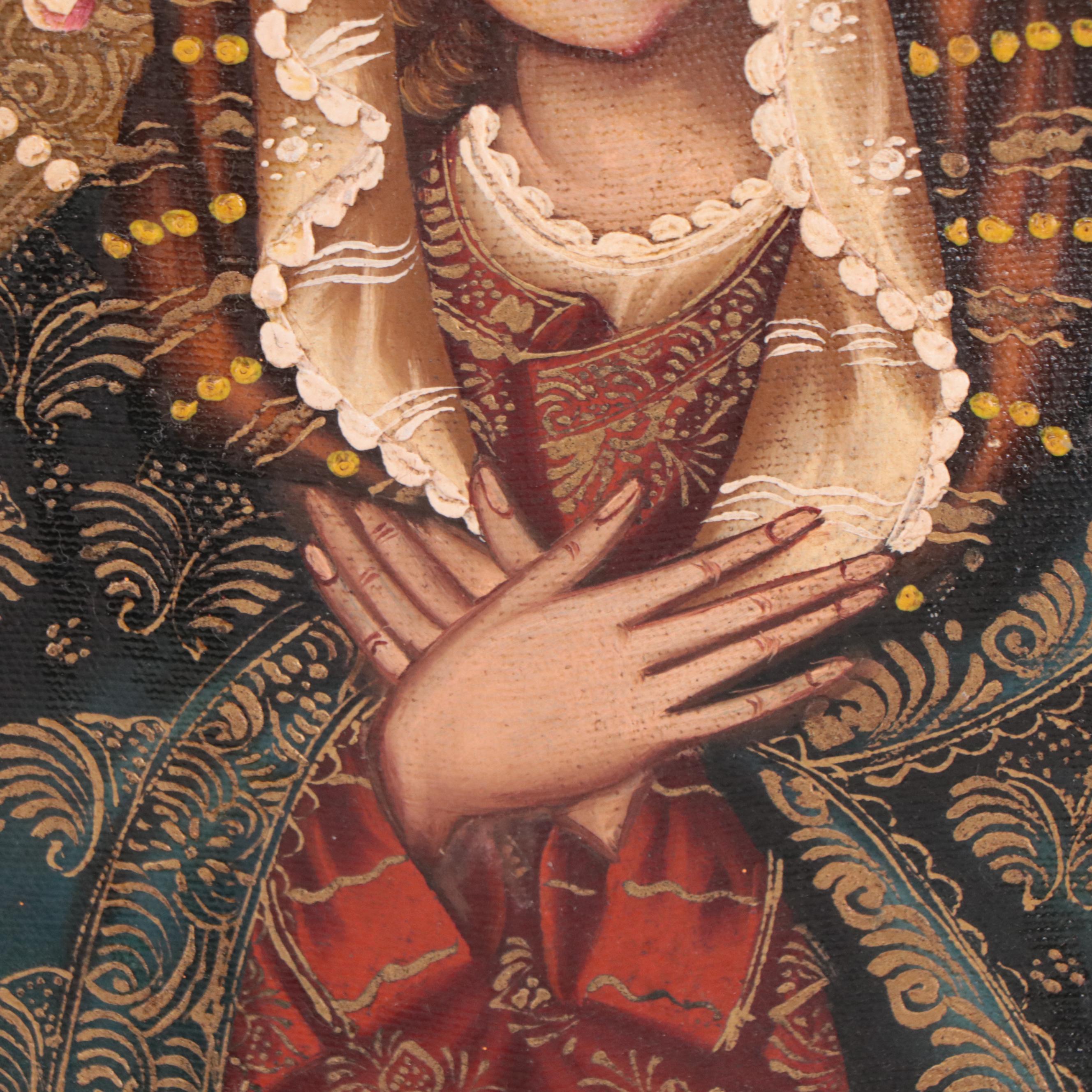 Ernesto Zuñiga Cuzco Style Painting "The Virgen," circa 1981 EBTH