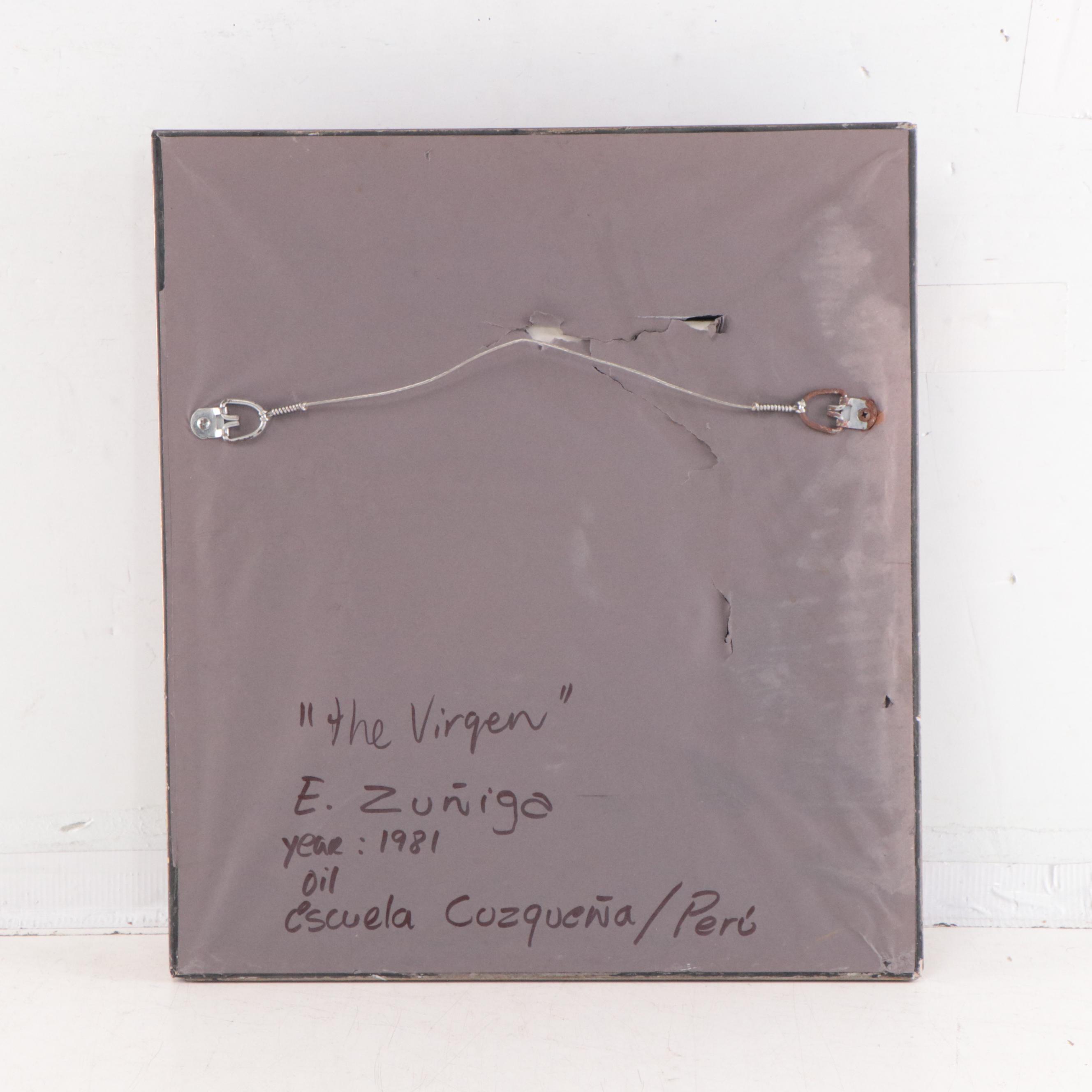 Ernesto Zuñiga Cuzco Style Painting "The Virgen," circa 1981 EBTH