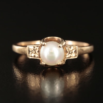 Vintage 10K Rose Gold Pearl Ring