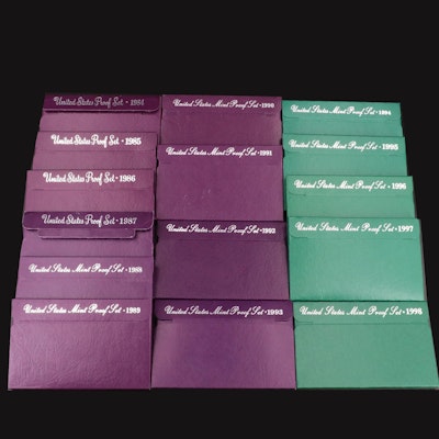 Fifteen Different U.S. Mint Proof Sets, 1984–1998