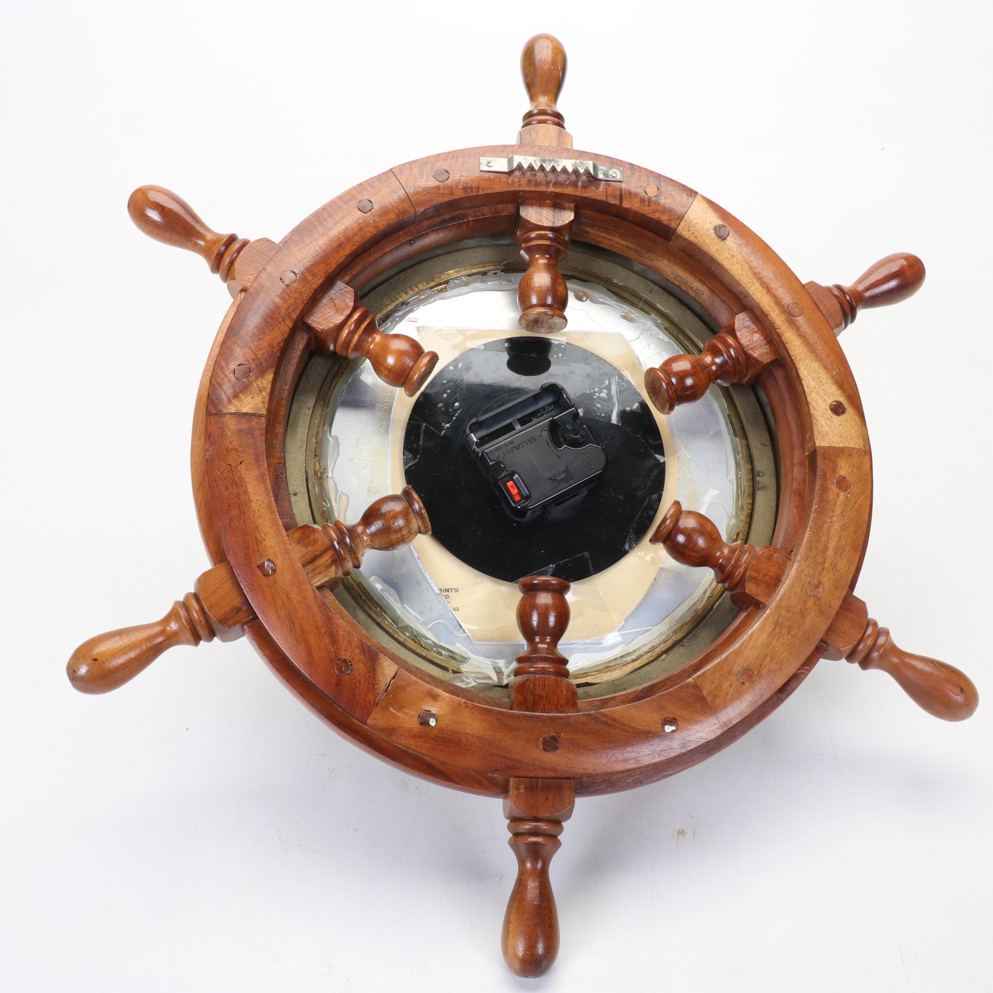 Wooden Nautical Helm Wall Clock EBTH