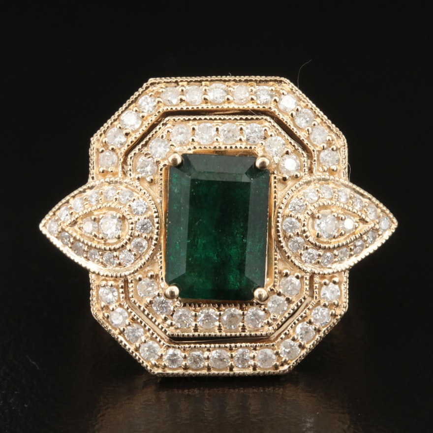 14K 2.16 CT Emerald and 1.47 CTW Diamond Ring