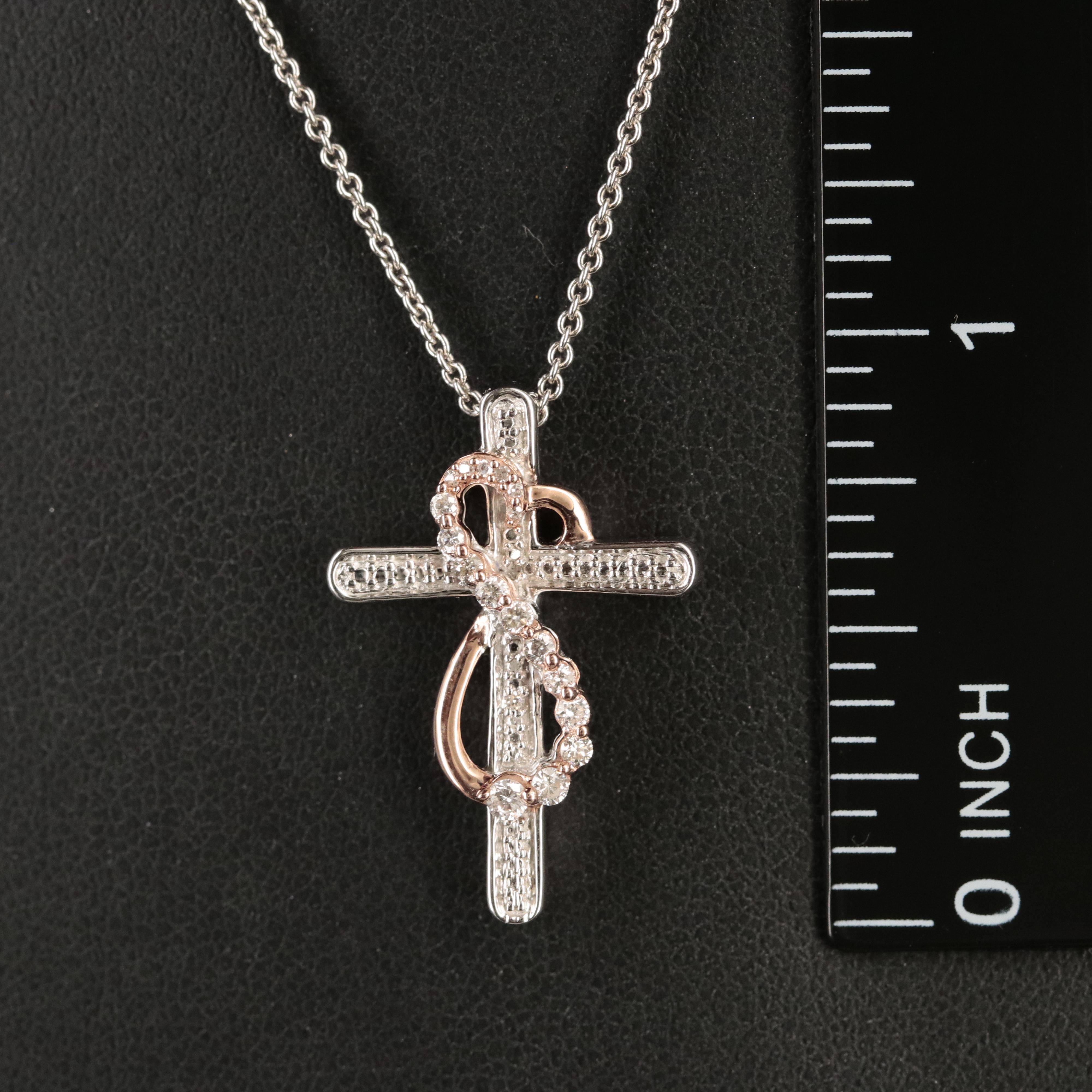 Sterling Diamond Infinity Cross Pendant Necklace EBTH