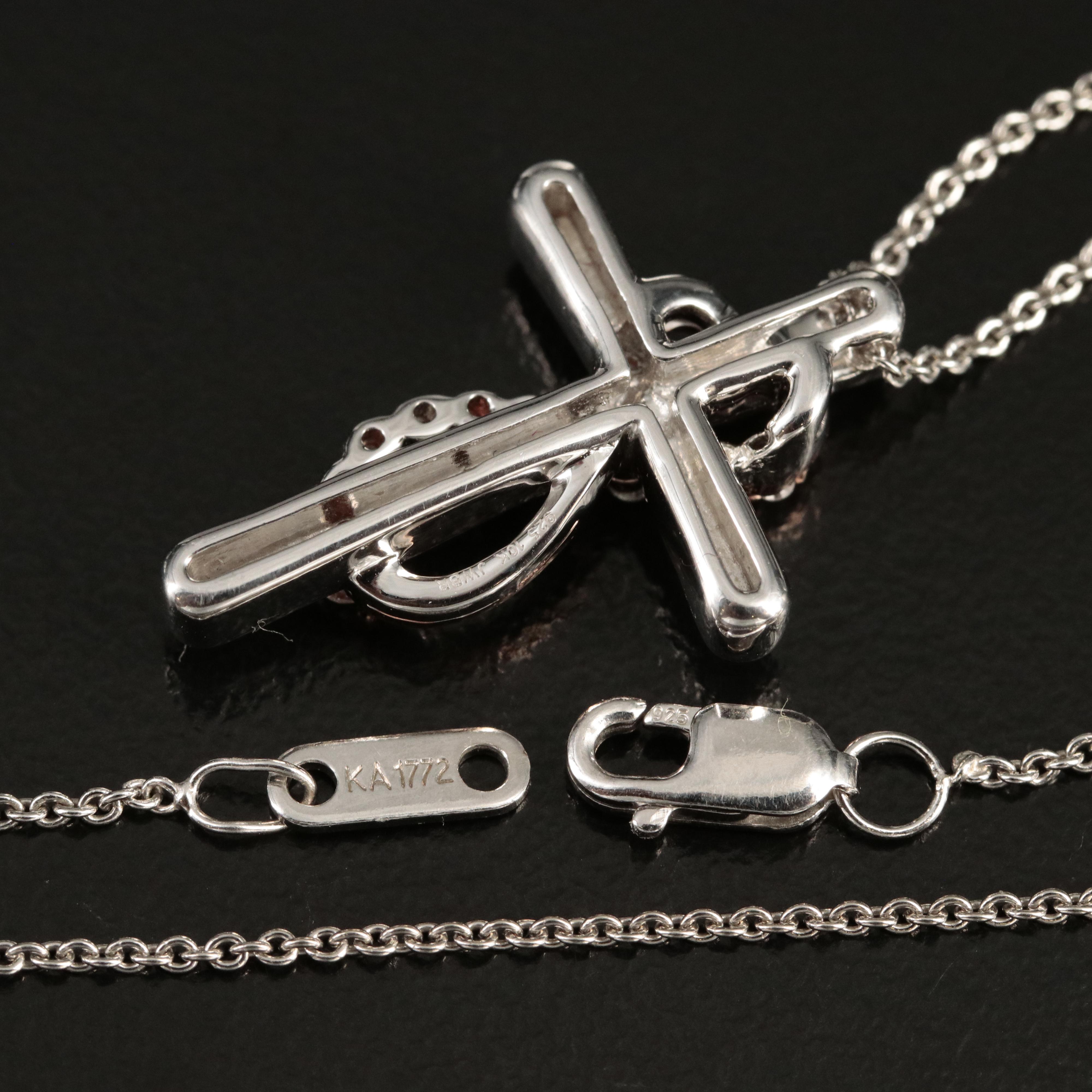 Sterling Diamond Infinity Cross Pendant Necklace EBTH