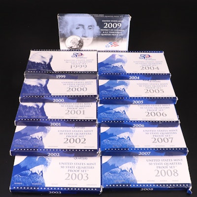 Complete Set of Eleven Different Statehood and Territories Quarters Proof Sets