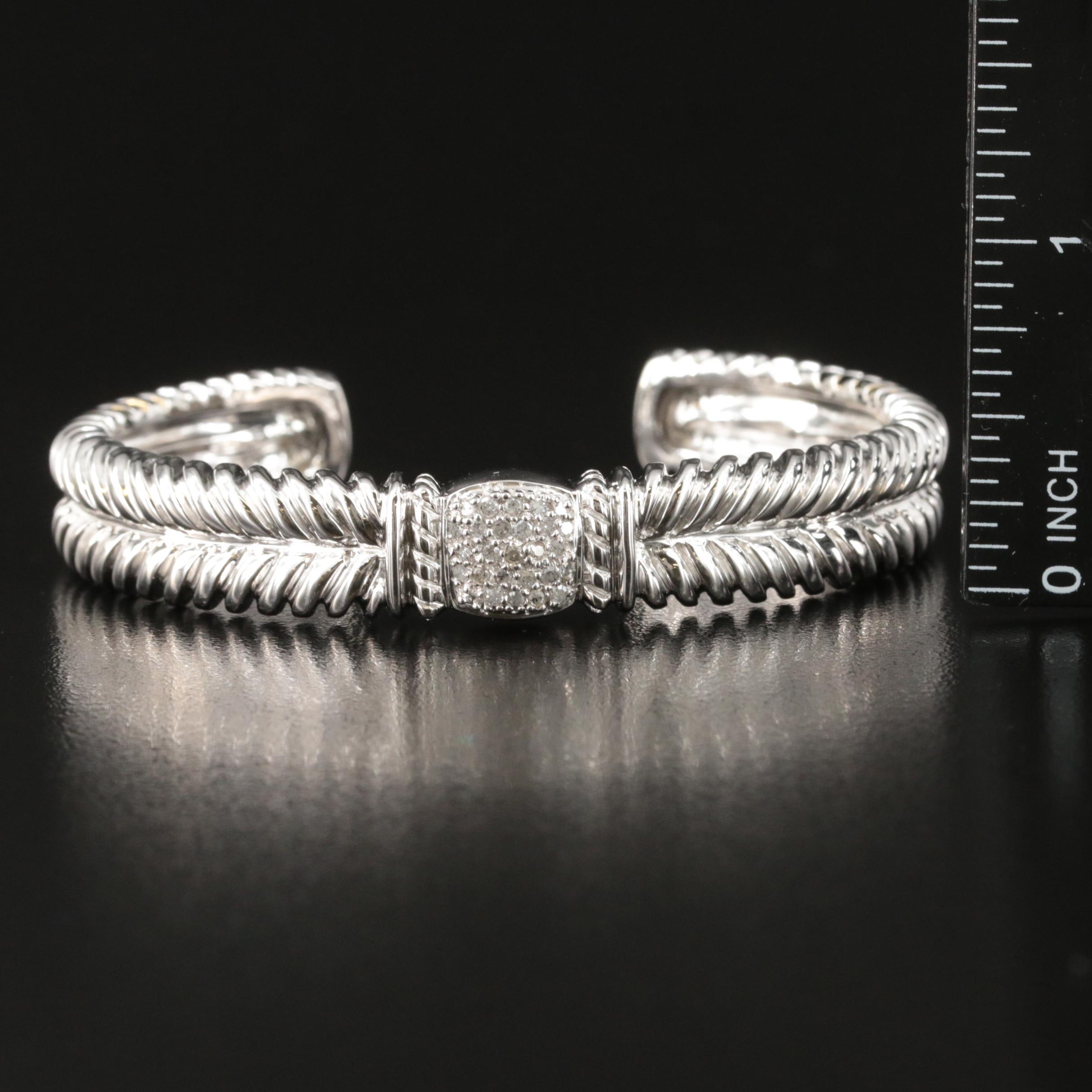 Sterling Diamond Twisted Rope Cuff EBTH