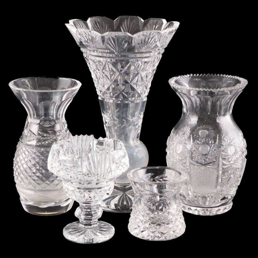 Waterford Crystal Bud Vases and Other Brilliant Cut Glass Vases