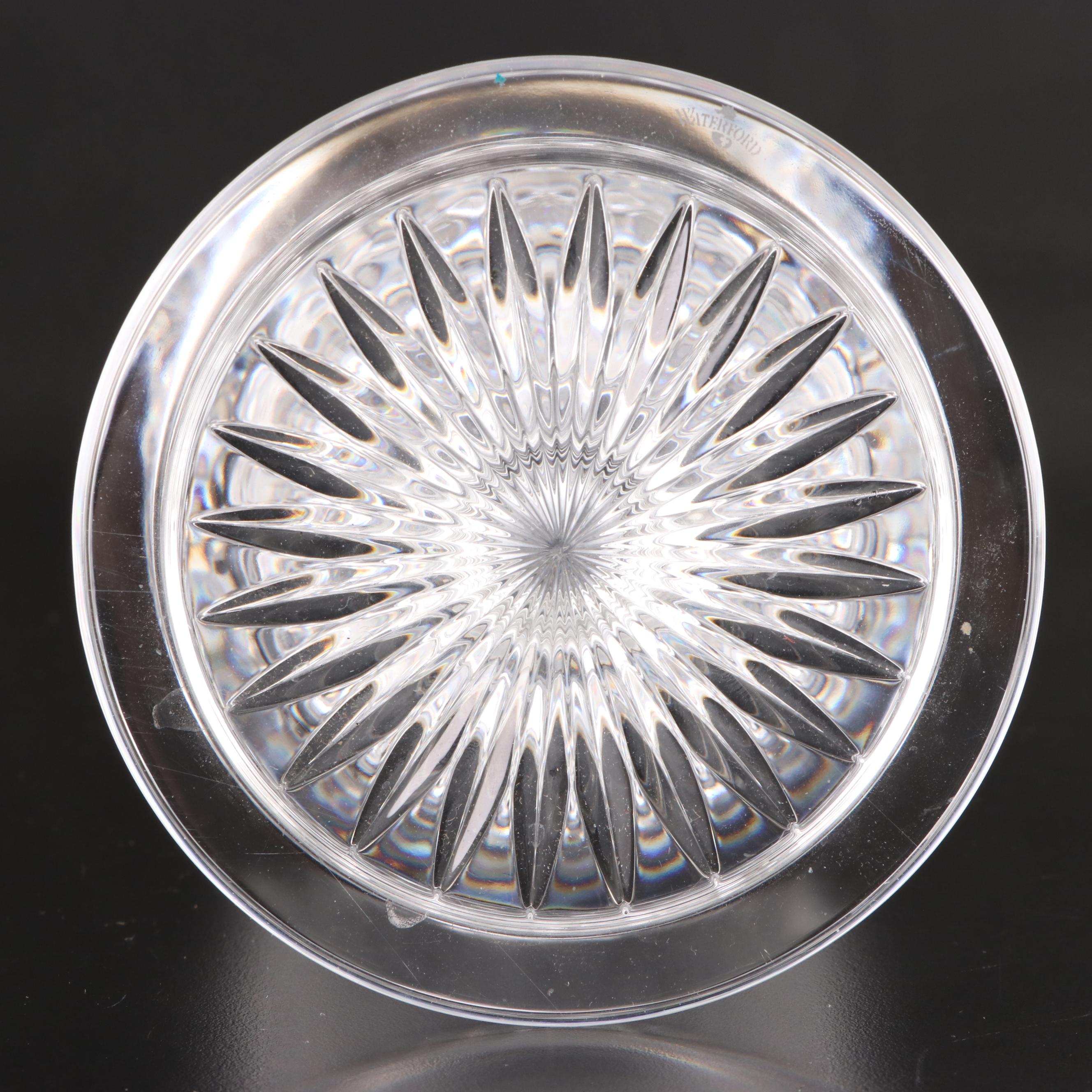 Waterford Crystal Footed Vase and Pair Candle Holders with Hurricanes