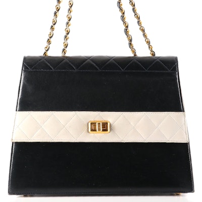Chanel Trapezoid Flap Bag in Two-Tone Quilted Lambskin Leather