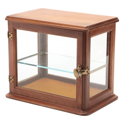 Wooden and Glass Desk Top Display Cabinet with Adjustable Shelf