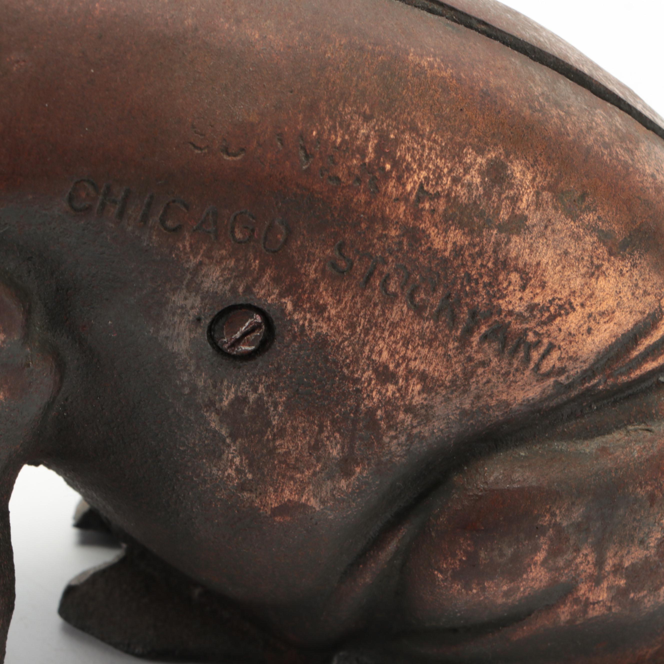 Cast Iron Chicago Stockyard Souvenir Piggy Bank, Mid20th Century EBTH