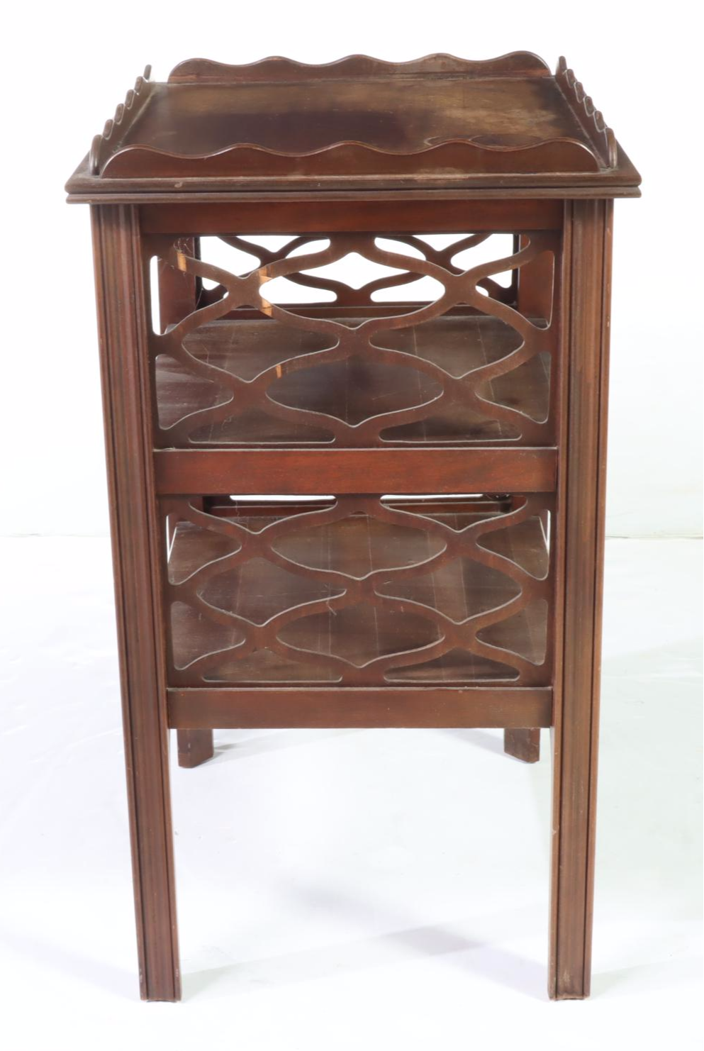 Pair of Frankson Chippendale Style Mahogany ThreeTier Side Tables