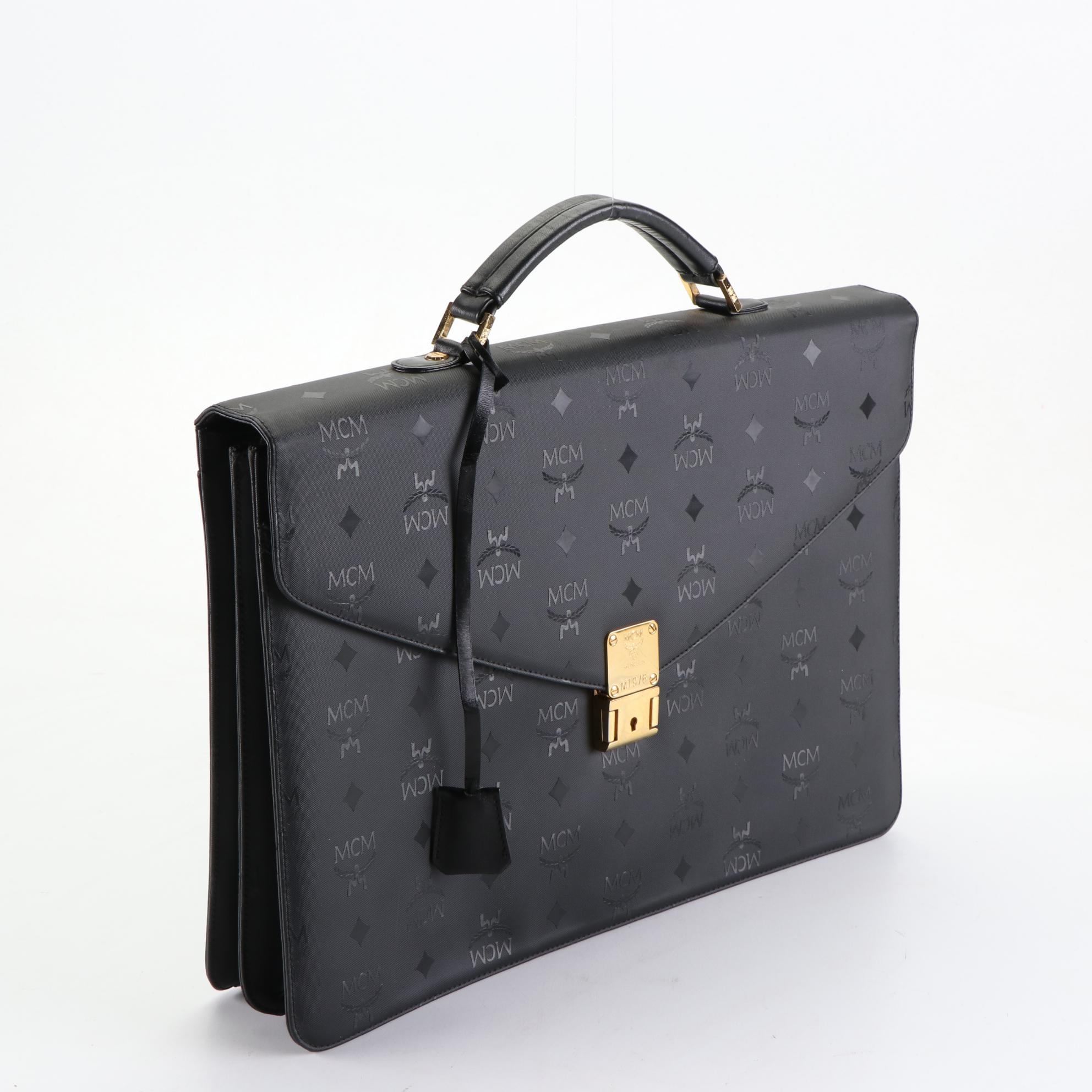 MCM München Briefcase in Black Viseto PVC and Leather EBTH