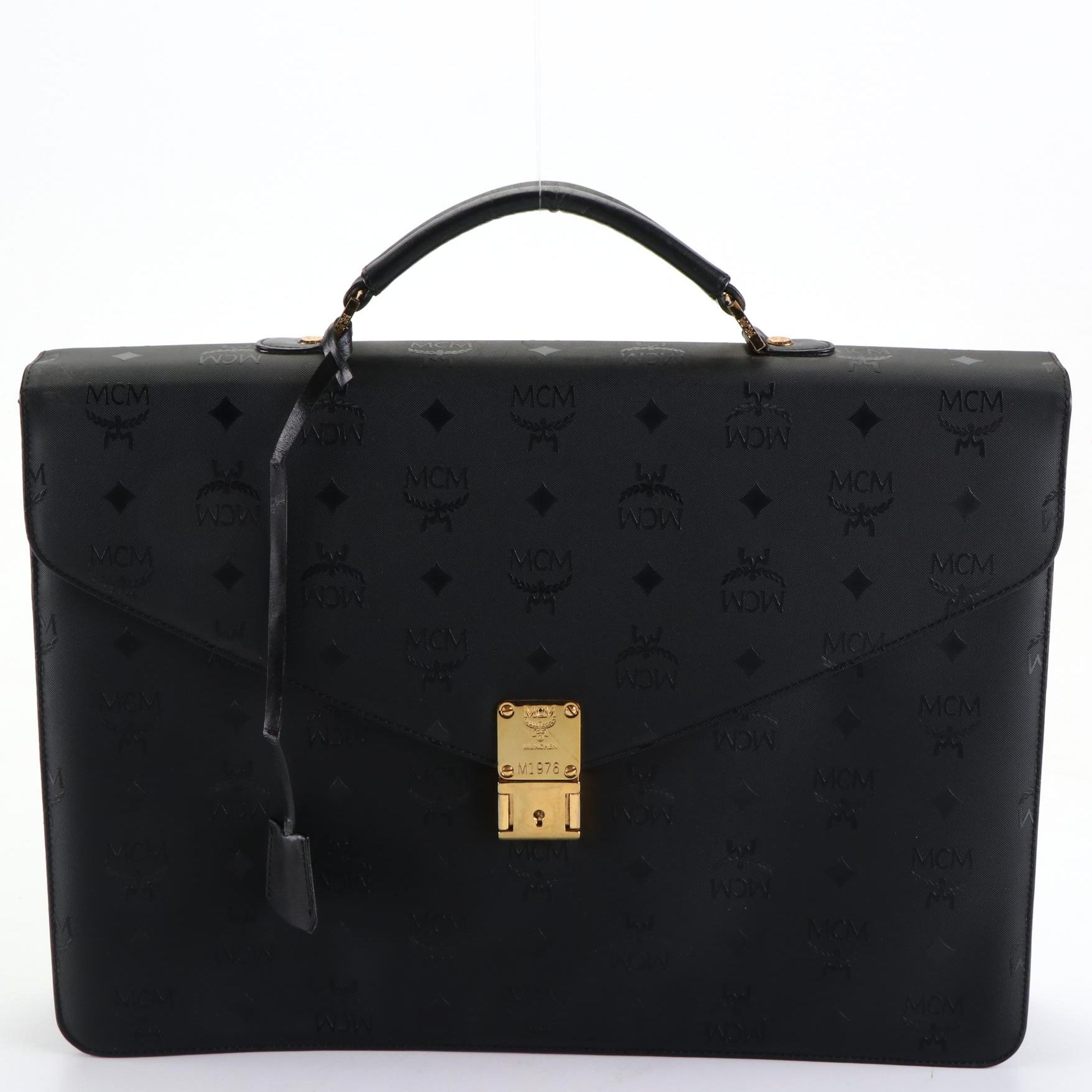 MCM München Briefcase in Black Viseto PVC and Leather EBTH