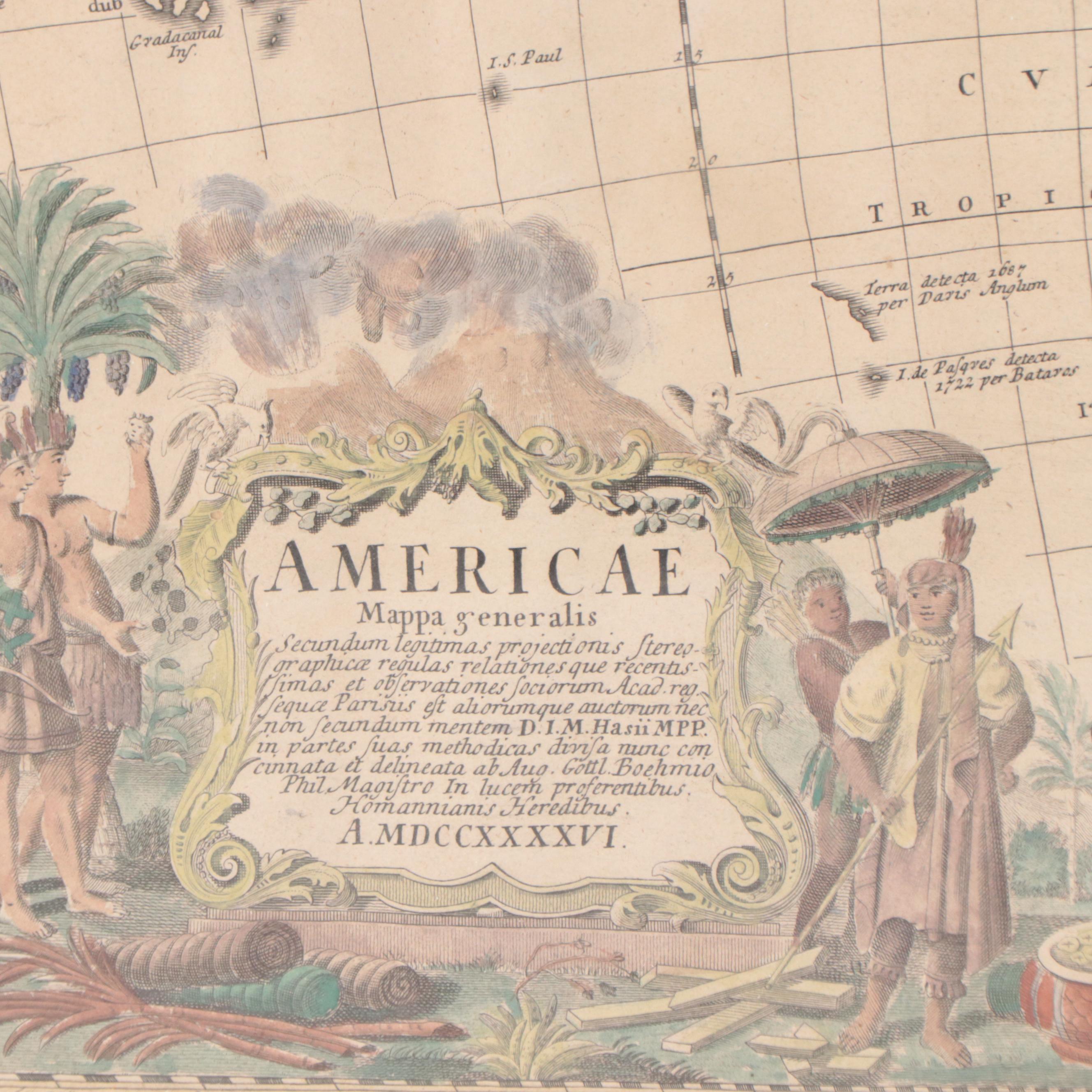 Homann Erben Hand-Colored Engraved Map "Americae Mappa Generalis," 1796 ...