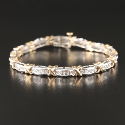 10K Two-Tone 1.05 CTW Diamond  "X" Link Bracelet