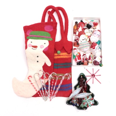 Christmas Tote Bag with Stocking and Ornament Collection