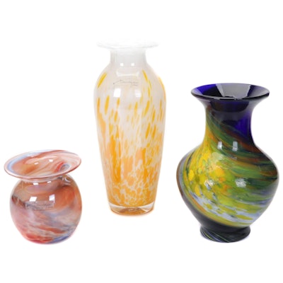 Osburn Modern Glass Handblown Art Glass Vases