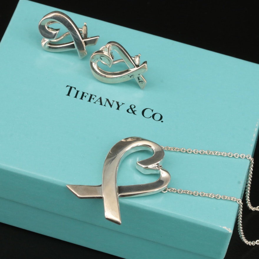 Paloma Picasso for Tiffany & Co. "Loving Heart" Sterling Jewelry Set
