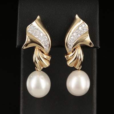 18K Pearl and Diamond Earrings