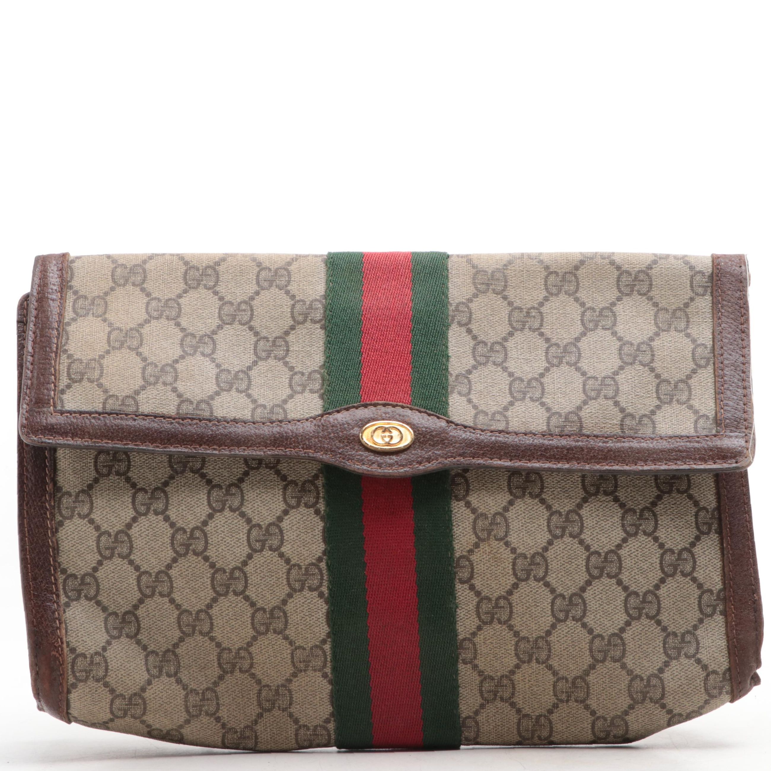 Gucci Accessory Collection Clutch in GG Supreme Canvas and Leather EBTH