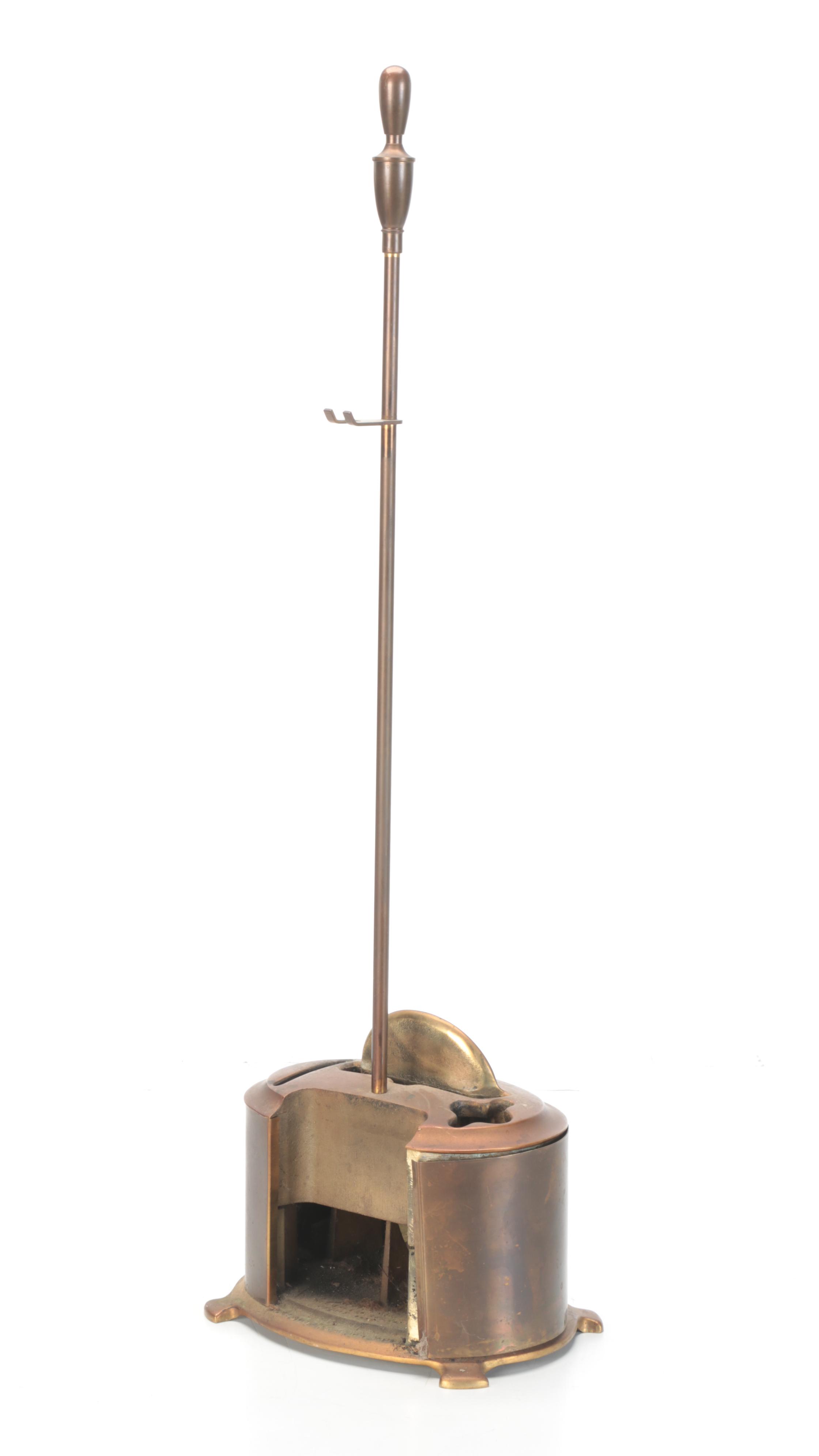 Federal Style Brass Cannonball Andirons With Fireplace Tool Set EBTH