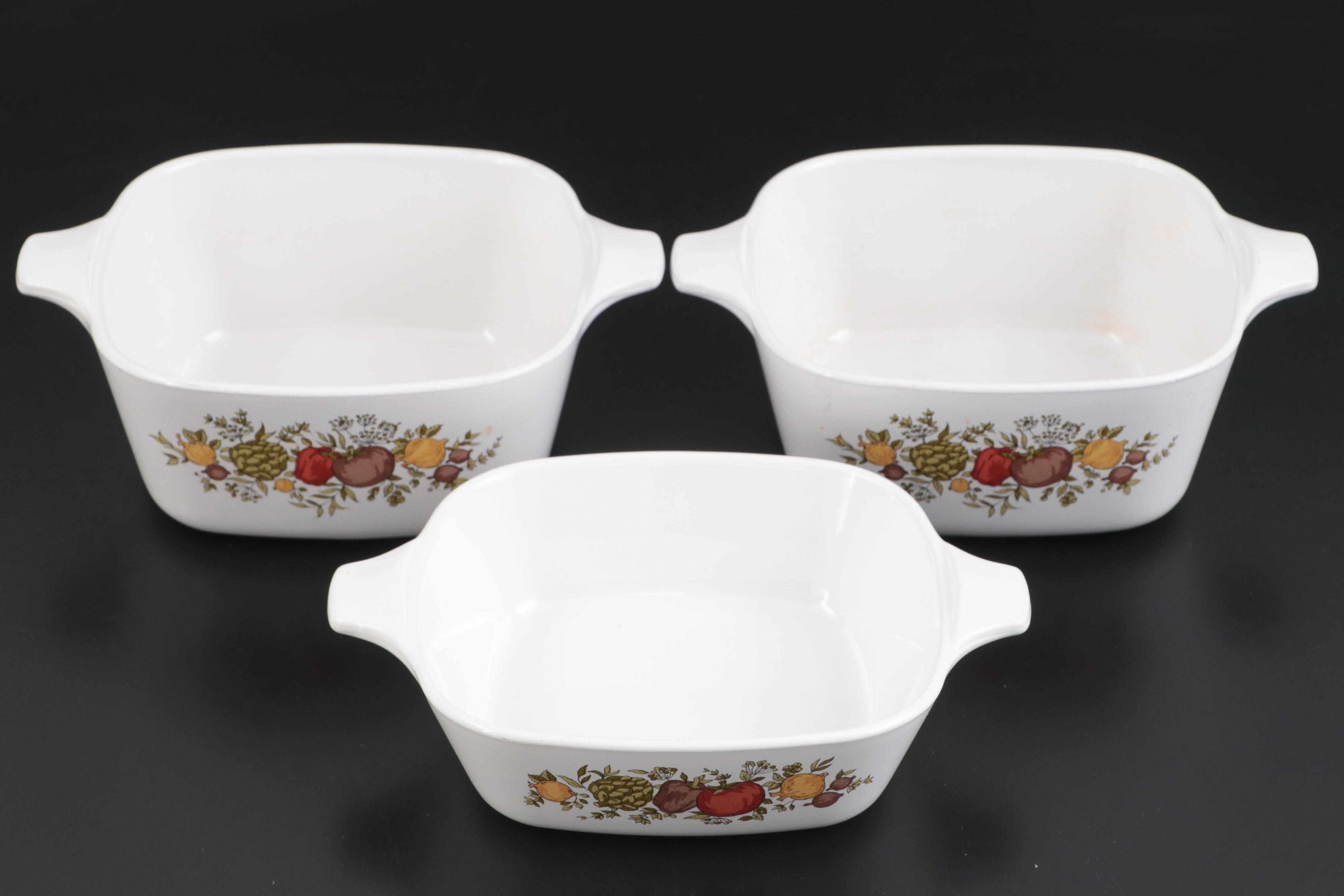 Corning Ware "Cornflower Blue" and "Spice of Life" Glass Ceramic