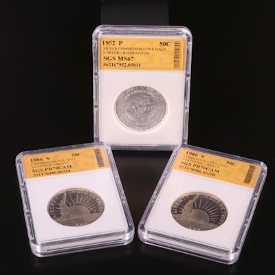 Three Commemorative Half Dollars Including Silver